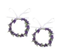 VICASKY Couronne de Fleurs Lavande 2 Pièces Serrage-tête Floral Violet Foncé pour Mariage et Vacances Plage Accessoire Cheveux Élégant Romantique
