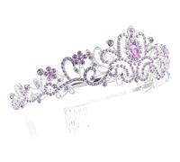 VICASKY Couronne de Mariée Brillante en Alliage et Strass Tiare de Mariage Violette Accessoire de Coiffure pour Mariage Bal et Fêtes Décorations Élégantes pour Femmes et Jeunes Filles