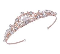 VICASKY Couronne de Mariée Rose Doré pour Filles Diadème Élégant pour Mariage et Accessoire de Cheveux Scintillant pour Occasions Spéciales