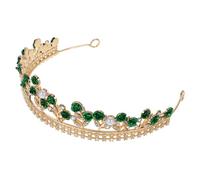 VICASKY Couronne De Rose En Diamant Coiffes Doré Dentelle Cristaux Accessoire Luxe De Mariée Fleur Bandeau Casque Diadème Rose Diadème Pour Les Femmes Tiare Vert Alliage De Zinc
