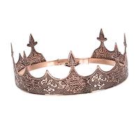 VICASKY Couronne Pour Hommes Rétro En Métal Ancien, Accessoire Photo De Rôle Cosplay, Diadème De Fête Vintage Pour Costume De Roi, Décor De Vêtements Pour Événement, Taille Unique Couleur Cuivre Rouge
