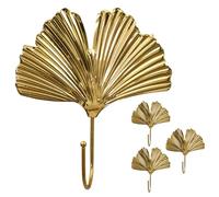 VICASKY Crochets Décoratifs Muraux en Métal Doré Lot de 4 Forme Feuille de Ginkgo Crochets Robustes et Gain de Place Style Nordique Élégant pour Salle de Bain ou Bureau