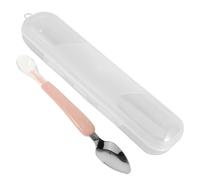 VICASKY Cuillère à Fruit Pour Garçon Fille Cuillère Grattoir à Purée Design Bilatéral Avec Boîte De Rangement Rose