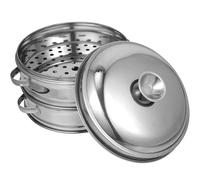 VICASKY Cuiseur Vapeur Inox Acier Inoxydable avec Couvercle et Poignées Panier Vapeur Multifonction pour Cuisson Saine Résistant Haute Température Accessoire Cuisine