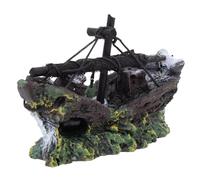 VICASKY Décoration Aquarium Épave de Bateau Pirate en Résine Réaliste Ornement Marin Solide Cachette pour Poissons Accessoire Déco Aquarium Thème Épave Modèle Navire Brisé