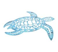 VICASKY Décoration Murale Tortue Marine en Métal Texturé Bleu pour Jardin et Salon, Ornement Mural Extérieur et Intérieur Design Vintage, Sculpture Solide et Réaliste