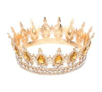 VICASKY Diadème de Mariée Baroque en Alliage Doré et Couleur Paille Couronne Ancienne Strass Goutte et Cristaux Ronds Bijou de Tête pour Mariage Fête et Costume de Princesse
