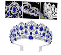 VICASKY diadème de mariée couronne femmes adultes Tiara de mariage Diadèmes fantaisie marine robe filles Couronne de mariage Tiare de mariée coiffure femme diadème de cristal strass Bleu