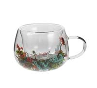 VICASKY Double Layer Borosilicate Glass Mug With Preserved Dried Flowers Insulated Floral And Tea Cup For Hot Beverages Elegant Transparent Drinking Mug For Home And Travel