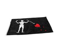 VICASKY Drapeau Pirate Halloween Polyester Bannière Décorative avec Squelette Blanc Tenant une Flèche et Cœur Rouge Résistant pour Fête et Décorations Extérieures