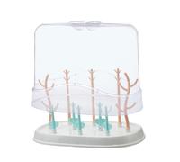 VICASKY Égouttoir Biberons Multifonction Forme De Branche Support Séchage avec Couvercle Anti-poussière Organisateur Puériculture PP pour Biberons Et Accessoires Bac Égouttoir Amovible