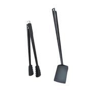 VICASKY Ensemble 2 Pièces Ustensiles de Barbecue Noir, Pince et Pelle à Long Manche en Acier Inoxydable Résistant la Chaleur, Accessoire Polyvalent pour Grillades en Extérieur,