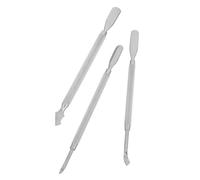 VICASKY Ensemble 3 Pièces Outils pour Repousse-Cuticules en Acier Inoxydable Double Tête Kit Manucure Pédicure Grattoir Lame Outil Soin Ongles Mains et Pieds Argenté Professionnel et