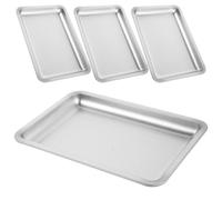 VICASKY Ensemble 4 Plateaux de Rangement pour Outils de Nail Art en Acier Inoxydable Argenté, Plateau de Présentation pour Ongles, Organisateur D'accessoires Manucure, Rangement Pratique