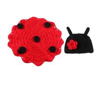 VICASKY Ensemble Accessoires pour Séance Photo -Né - Cape à Motif Coccinelle à Sept Points en Maille Légère Rouge Costume Bébé Photographie -Né
