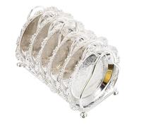 VICASKY Ensemble Assiettes de Collation en Métal Argenté 6 Pièces avec Étagère, Plateau de Fruits Secs et Amuse-gueules pour Maison, Vaisselle Décorative Élégante pour Table à Thé,