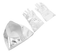 VICASKY Ensemble Casque et Moufles D'astronaute Argentés Taille M, Accessoires de Costume Spatial pour Garçon et Filles, Cosplay pour Fête D'anniversaire et Halloween, Couleur Aléatoire