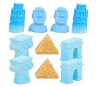 VICASKY Ensemble de 10 Figurines Miniatures Célèbres en Résine - Maquettes Décoratives Tour Penchée de Pise, Pyramide Égyptienne, Statue Moaï, Arc de Triomphe et Colonne Romaine -