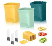 VICASKY Ensemble De 3 Trancheuse Multifonction pour Fruits et Légumes Coupe Rapide Manuel avec Brosse Set de Outils de Cuisine Portables Vert Jaune Bleu Foncé