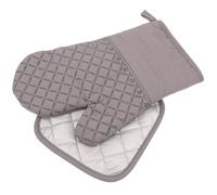 VICASKY Ensemble de Mitaines et Maniques en Silicone Gris 30 CM Résistantes à la Chaleur et Anti-Brûlure Lavables en Machine Cuisine et Protection Cuisson au Four - 2 Pièces