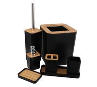 VICASKY Ensemble De Salle De Bain Support De Brosse à Dents Et Tasse Supplies De Salle De Bain en Bouteille à Main Tasses De Brossage Plastique Noir