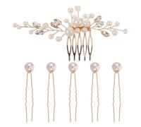 VICASKY Ensemble Épingles et Peignes à Cheveux de Mariée Vintage en Métal Doré Orné de Strass, Accessoires de Coiffure Artisanaux pour Mariage et Soirée, Style Chinois Contemporain