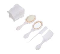 VICASKY Ensemble Peignes à Cheveux Antistatique Compact Blanc Portable Massage Cuir Chevelu Pour Femmes Usage Professionnel Beauté Miroir Pvc Élégant