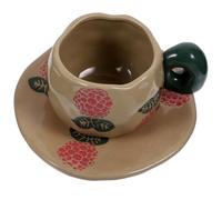 VICASKY Ensemble Tasse à Café en Céramique Vintage Finlande, 1 Pièce avec Soucoupe, Tasse à Lait Décorative Bleu avec Motif Hortensia, Gobelet D'eau pour Usage Quotidien et Pause Thé