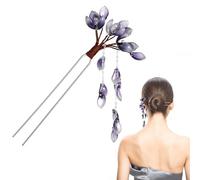 VICASKY Épingle à Cheveux Chinoise en Métal et Émaux Bâtonnet à Cheveux Longs Pompon pour Chignons Traditionnels Décoration pour Coiffure Féminine Élégante