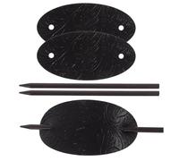 VICASKY Épingle à Cheveux en Cuir Noir pour Queue de Cheval, Lot de 3 Pièces, Légère et Confortable avec Bâton en Bois, Accessoire Élégant pour Femmes aux Cheveux Longs