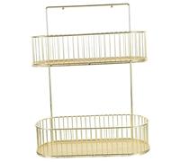 VICASKY Étagère Murale Double pour Épices Dorée Organisateur Cuisine sans Perçage Rangement Pratique pour Bouteilles et Petits Objets Meuble Rangement Multifonction pour Salle de Bain et