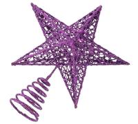 VICASKY Étoile Creuse Pailletée pour Sommet de Sapin de Noël Décoration en Fer Violet 20 CM Ornement Scintillant pour Sapin Intérieur et Décorations Festives