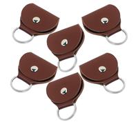 VICASKY Étui à Médiators en Cuir PU Lot De 6 Marron Porte-clés Intégré, Rangement Portable pour Guitare, Protège Et Organise Médiators Au Quotidien
