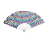 VICASKY Éventail Pliable pour Rave Éventail Portable Holographique Clack pour Concerts Fêtes Festivals Tenues De Noël Et Halloween