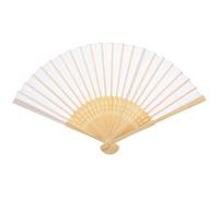 VICASKY Éventail Pliant Chinois Blanc en Tissu et Bambou pour Mariages | Format 7 Pouces, Lot, Style Rétro, Accessoire Portable pour Photos et Spectacles