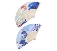 VICASKY Éventails Décoratifs Pliants en Bambou pour Sushi, Lot de 2 Pièces avec Motifs Traditionnels Japonerie, Accessoires Décoratifs pour Assiettes à Sashimi, Ventilation Portable