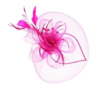 VICASKY Fascinator Mariage Vintage Voilette et Plume Accessoire Cheveux Élégant pour Tea Party Banquet et Cérémonie Pince Décorative Confortable Rose