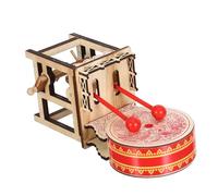 VICASKY Figurine Miniature de Tambour Chinois en Bois Petit Instrument de Musique Traditionnelle Ornement de Jardin Zen Décoratif Modèle de Tambour de Table Décoratif Accessoire Musical