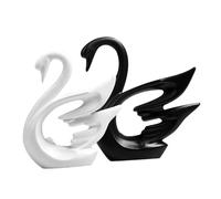 VICASKY Figurines de Canards en Céramique Noire et Blanche pour Décoration de Table, Paire Unique et Délicate pour Décor de Bureau Intérieur