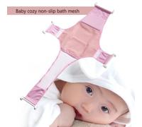 VICASKY Filet de Bain Garçon Fille Maille Rose Support de Siège Croisé pour Bassin Hamac Bain Confortable Nés Aide Mains Détachées pour Parents