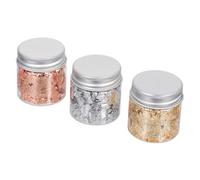 VICASKY Flocons de Feuille D'or pour Décoration D'ongles Nail Art, 3 Flacons en Tôle Facile à Appliquer, pour Fêtes et Créations DIY