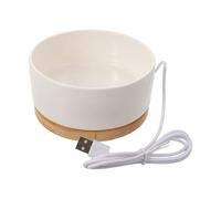 VICASKY Gamelle Chauffante Électrique pour Chat en Céramique 350 ML, Bol USB Amovible Blanc, Maintien Température Optimale pour Eau et Nourriture, Usage Extérieur Hiver