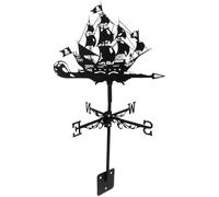 VICASKY Girouette Bateau Pirate en Fer Noir Résistante la Décoloration, Décoration Extérieure pour Toit Design Rétro Rustique Unique et Indicateur de Direction du Vent