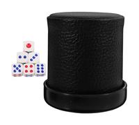 VICASKY Gobelet à Dés de Fête avec Dés en Abs Noir Résistant à l'usure 1 Set D'accessoires de Pratique Compact Travel Soirées