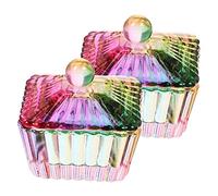 VICASKY Gobelet Mélangeur à Poudre pour Manucure Professionnelle 2 Pièces Compactes avec Couvercle Verre Cristal Rayé Salon Nail Art Nettoyage Stylos Ongles Acryliques