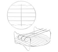 VICASKY Grille de Cuisson Multifonction en Acier Inoxydable 2 Pièces 20 CM pour Friteuse à Air Support Double Couche et Grille Vapeur Accessoire la Cuisine pour Barbecue et Cuisson