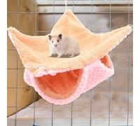 VICASKY Hamac Double Couche pour Petits Animaux Peluche Chaude Lit Suspendu Confortable pour Hamster Cochon Dinde et Rongeurs Accessoire de Cage Durable et Respirant Rose