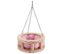 VICASKY Hamac en Bois de Pin pour Petits Rongeurs, Nid Rond Suspendu | Coussin, Trois Chaînes Métalliques, Abri Privé Stable, pour Cage, Boutique, Cochons D'inde et Hamsters Couleur Aléatoire