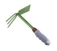 VICASKY Houe de Jardin Multifonction Épaisse en Acier Inoxydable, Outil à Main Double Usage Fourche 3 Dents, Poignée Antidérapante Verte, pour Binage, Désherbage et Plantation en