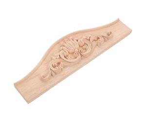 VICASKY Incrustation en Bois Sculpté 29X8 CM pour Meuble Applique Murale Décorative en Bois Massif Style Européen Fronton pour Armoire à Vin et Penderie Décoration Intérieure Élégante